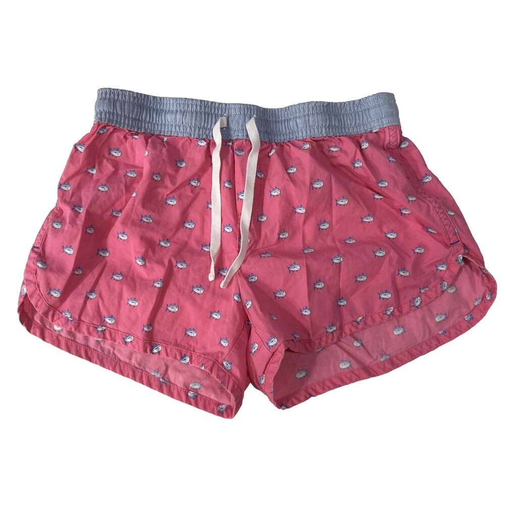 Southern Tide Women's Coral Skipjack Mid Rise Lounge Shorts Drawstring Fish XXS